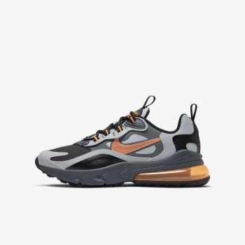 Nike Air Max 270 React Winter - Nagyobb Gyerek Utcai Cipő - Fekete/Szürke/Sötét Szürke/Narancssárga